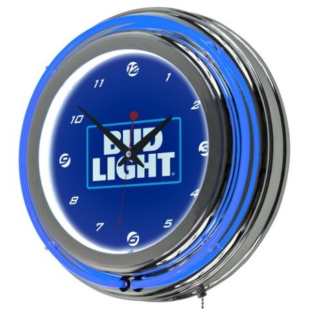 TRADEMARK GAMEROOM Bud Light 14 Inch Neon Wall Clock - Block Text AB1400-BL-16